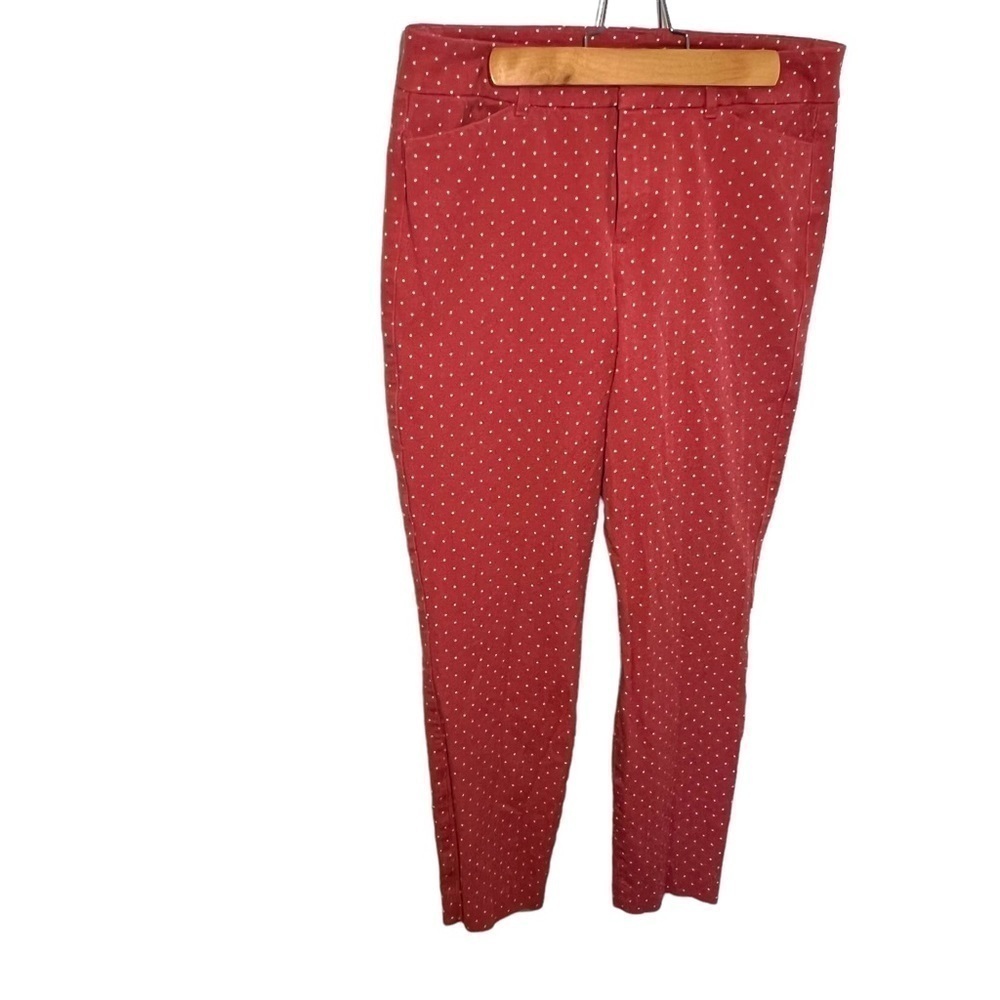 Old Navy Women's Size 6 Pixie High Rise Ankle Pant Gooseberry Red Pink Polka Dot